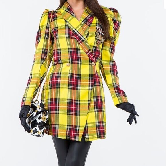 Red and yellow Plaid Blazer - Picture 1 of 11